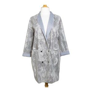 COSTER Copenhagen grey snakeskin print oversized double breasted coat jacket